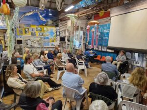 Charlie Darcy speaking at the Barwon Estuary Heritage Centre (Lobster Pot)